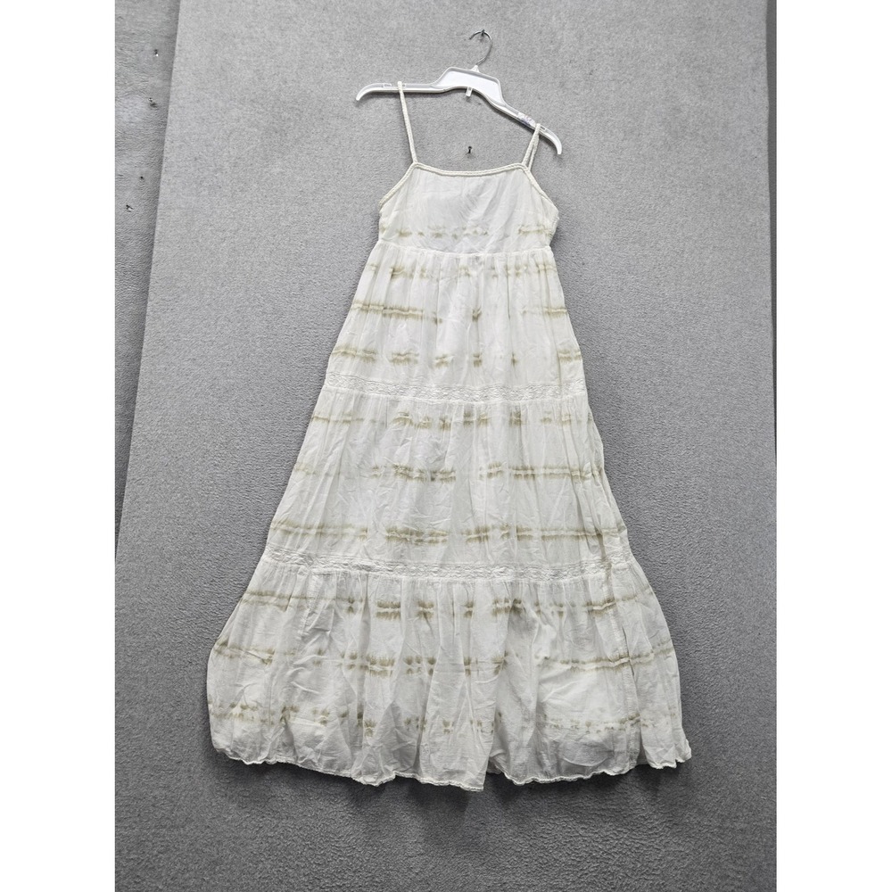 Aerie Women Dress M White Tie Dye Maxi A Fit & Flare Lace Cottagecore Boho